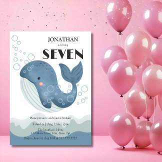 Ocean Wave Bubble Niedlich Whale Kindergeburtstag Einladung