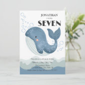 Ocean Wave Bubble Niedlich Whale Kindergeburtstag Einladung (Stehend Vorderseite)