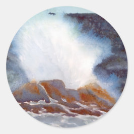 Ocean Wave Card Runder Aufkleber