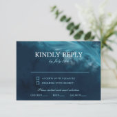 Ocean Wave Coastal & Beach Theme Wedding RSVP Begleitkarte (Stehend Vorderseite)
