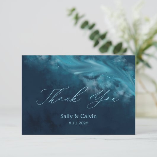 Ocean Wave Custom Wedding Danke Enclosure Card Begleitkarte (Stehend Vorderseite)