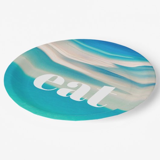 Ocean Wave Eat Beach Party Dekoration Pappteller (Schrägansicht)