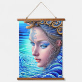 Ocean Wave Fantasy Goddess Art Wandteppich Mit Holzrahmen (Vorderseite)