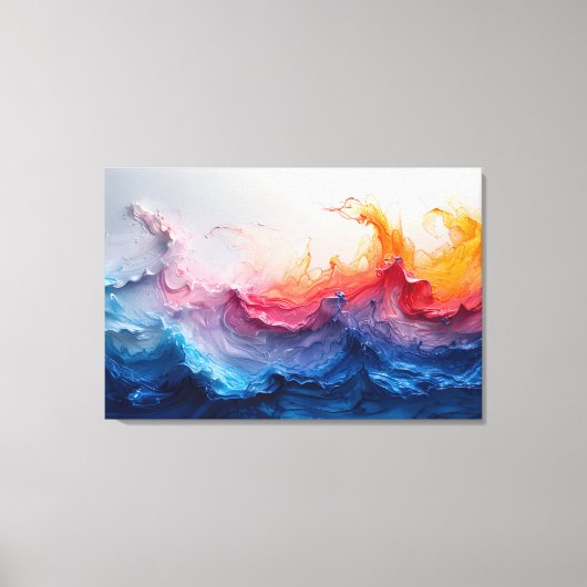 Ocean Wave Fluid Art Sunset Glow Abstract Leinwanddruck (Vorderseite)