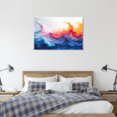 Ocean Wave Fluid Art Sunset Glow Abstract Leinwanddruck (Insitu (Schlafzimmer))