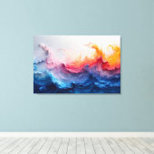 Ocean Wave Fluid Art Sunset Glow Abstract Leinwanddruck (Insitu (Holzboden))