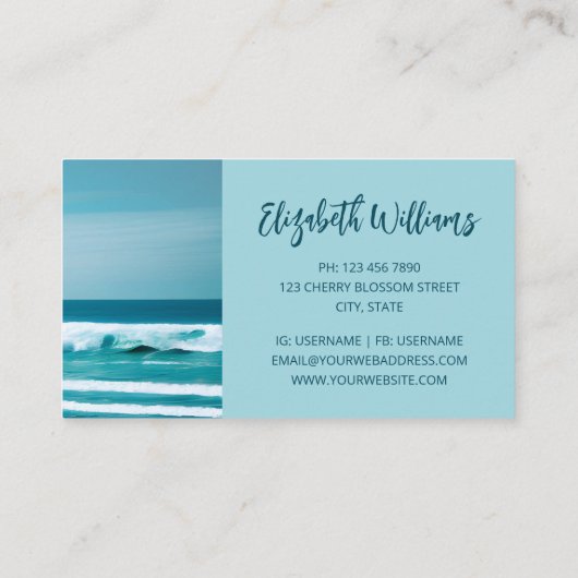Ocean Wave Foto Visitenkarte (Rückseite)