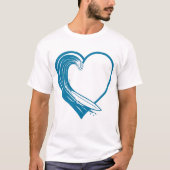 Ocean Wave Heart Design T-Shirt (Vorderseite)