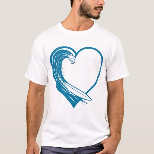 Ocean Wave Heart Design T-Shirt (Vorderseite)