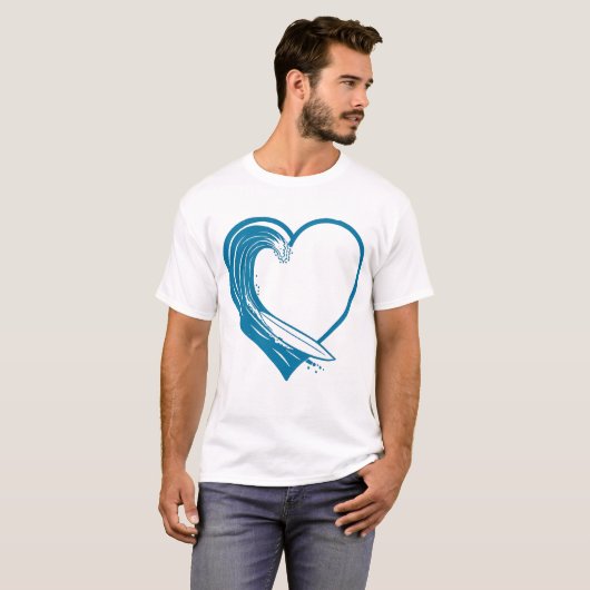 Ocean Wave Heart Design T-Shirt (Vorne ganz)