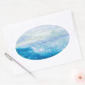 Ocean Wave Malerei Seeschaum Malerei Ovaler Aufkleber (Umschlag)