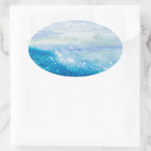 Ocean Wave Malerei Seeschaum Malerei Ovaler Aufkleber (Tasche)
