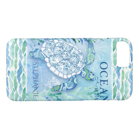 Ocean Wave Moderne Dreieck Muster Sea Turtle Case-Mate iPhone Hülle (Rückseite (Horizontal))