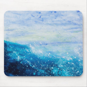 Ocean wave painting, sea foam mousepad