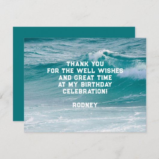 Ocean Wave sein Geburtstag Danke Nachricht (Vorne/Hinten)