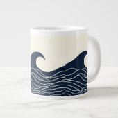 Ocean Wave Silhouette Coastal Mug Jumbo-Tasse (Vorderseite Rechts)