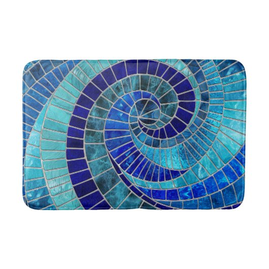Ocean Wave Spiral Mosaik Art Badematte (Vorderseite)