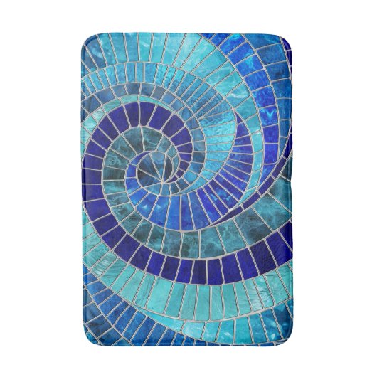 Ocean Wave Spiral Mosaik Art Badematte (Vorderseite Vertikal)