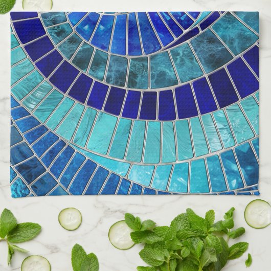 Ocean Wave Spiral Mosaik Art Geschirrtuch (Gefaltet)