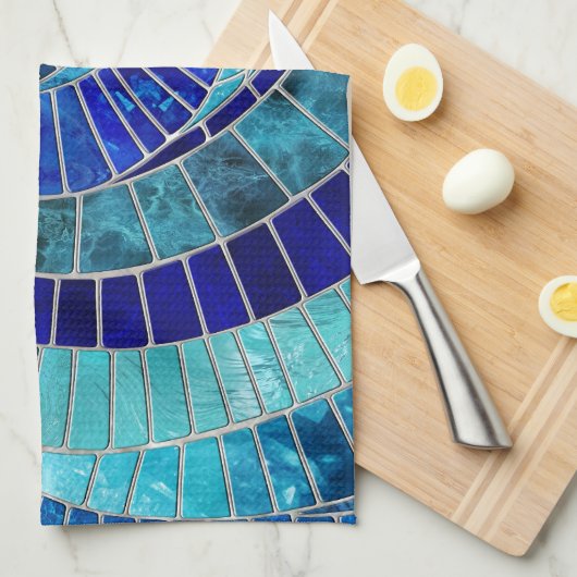 Ocean Wave Spiral Mosaik Art Geschirrtuch (Viertel Falte)