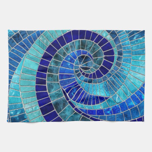 Ocean Wave Spiral Mosaik Art Geschirrtuch (Horizontal)