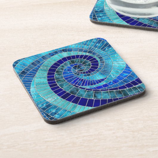 Ocean Wave Spiral Mosaik Art Getränkeuntersetzer (Linke Seite)