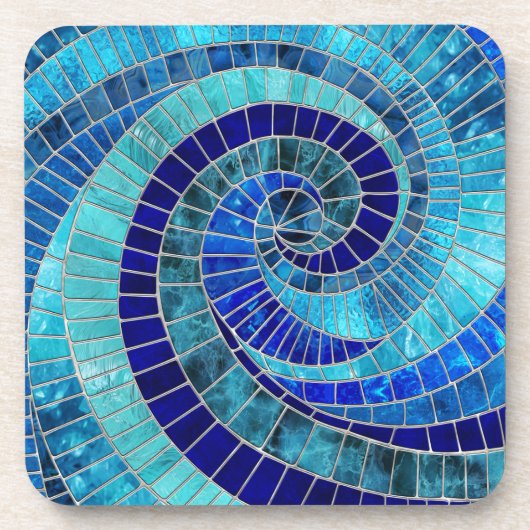 Ocean Wave Spiral Mosaik Art Getränkeuntersetzer (Vorderseite)