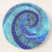 Ocean Wave Spiral Mosaik Art Getränkeuntersetzer (Vorne)