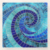 Ocean Wave Spiral Mosaik Art Glasuntersetzer (Vorderseite)