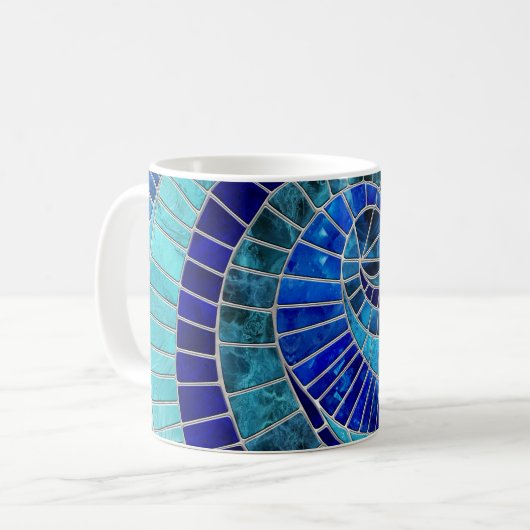 Ocean Wave Spiral Mosaik Art Kaffeetasse (Vorderseite Links)