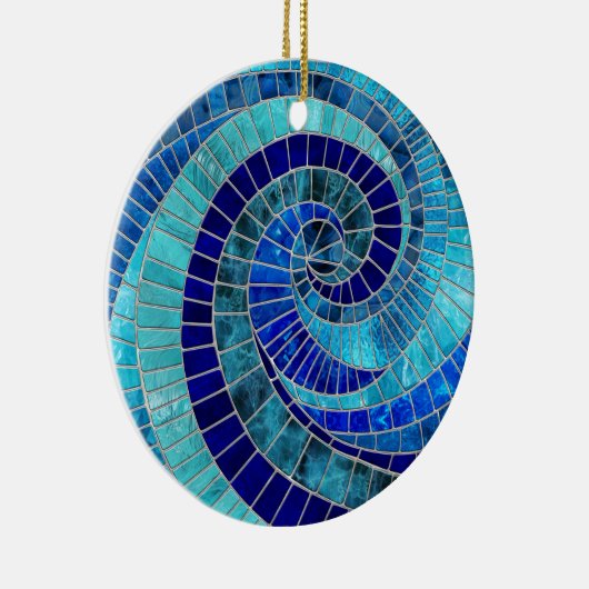 Ocean Wave Spiral Mosaik Art Keramik Ornament (Rechts)