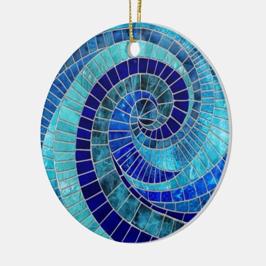 Ocean Wave Spiral Mosaik Art Keramik Ornament (Links)