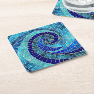 Ocean Wave Spiral Mosaik Art Rechteckiger Pappuntersetzer