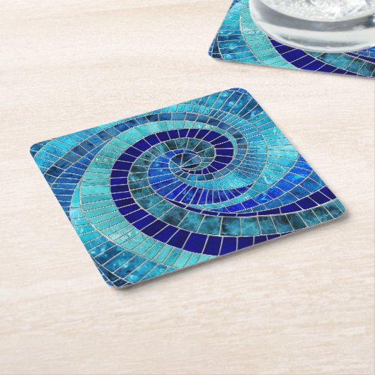 Ocean Wave Spiral Mosaik Art Rechteckiger Pappuntersetzer (angewinkelt)