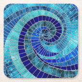 Ocean Wave Spiral Mosaik Art Rechteckiger Pappuntersetzer (Vorderseite)
