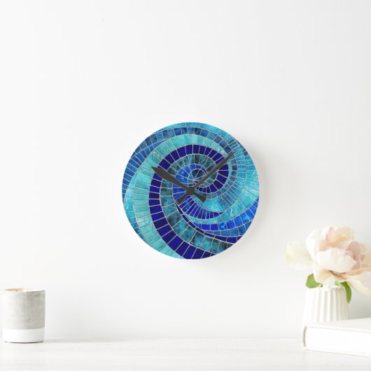 Ocean Wave Spiral Mosaik Art Runde Wanduhr (Zuhause)
