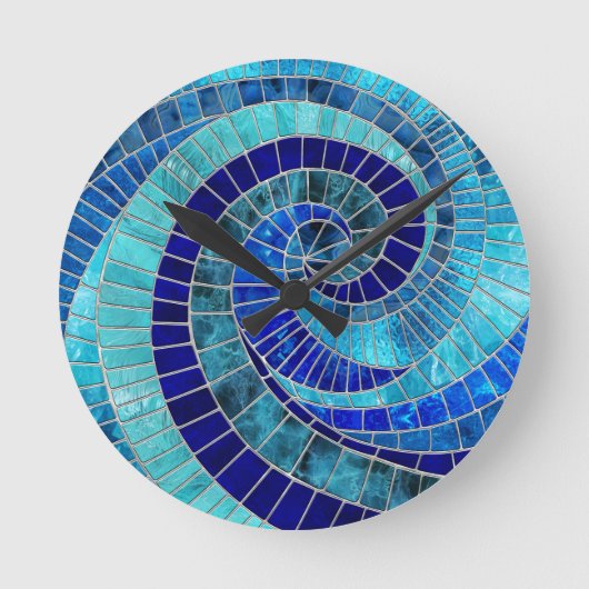 Ocean Wave Spiral Mosaik Art Runde Wanduhr (Vorderseite)