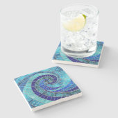Ocean Wave Spiral Mosaik Art Steinuntersetzer (Seitenansicht)