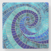 Ocean Wave Spiral Mosaik Art Steinuntersetzer (Vorderseite)