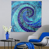 Ocean Wave Spiral Mosaik Art Wandteppich