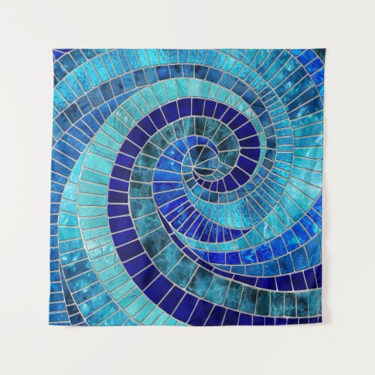 Ocean Wave Spiral Mosaik Art Wandteppich (Vorderseite)