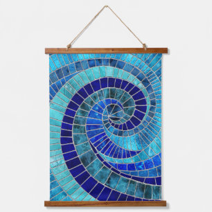 Ocean Wave Spiral Mosaik Art Wandteppich Mit Holzrahmen