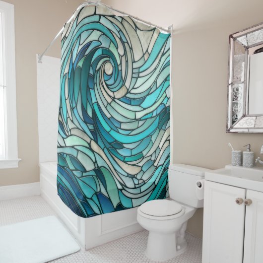 Ocean Wave Spiral Mosaik Duschvorhang (Beispiel)