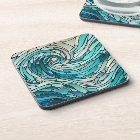 Ocean Wave Spiral Mosaik Getränkeuntersetzer (Linke Seite)