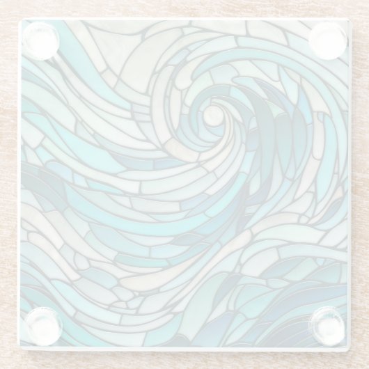Ocean Wave Spiral Mosaik Glasuntersetzer (Rückseite)
