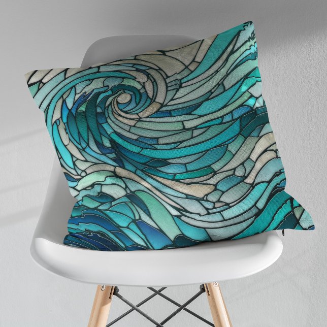 Ocean Wave Spiral Mosaik Kissen (Von Creator hochgeladen)