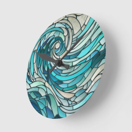 Ocean Wave Spiral Mosaik Runde Wanduhr (Winkel)