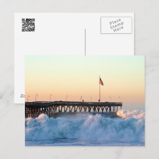 Ocean Wave Storm Pier Postkarte (Vorne/Hinten)