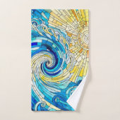Ocean Wave Sun Mosaik Art Badhandtuch Set (Handtuch)