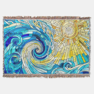 Ocean Wave Sun Mosaik Art Decke